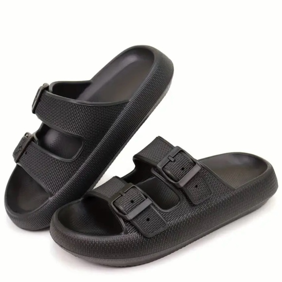 Comfortable EVA Sandals - Slip-On, Soft Sole, Double Buckle, Open Toe, Flat Heel - Picture 4 of 5